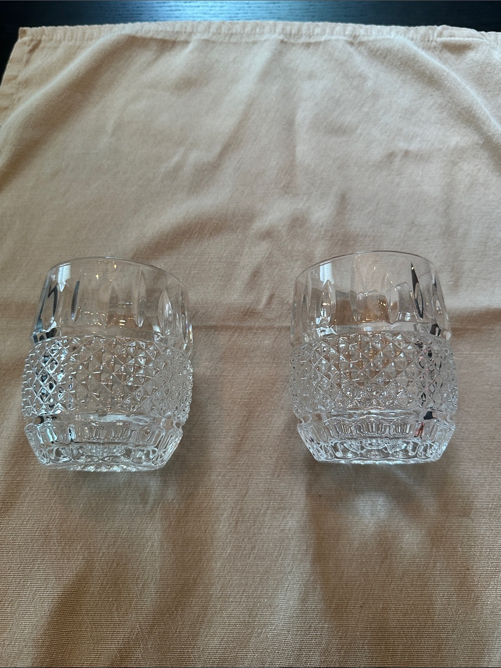 Clear Cut-Glass Whiskey Tumblers - Set of 2